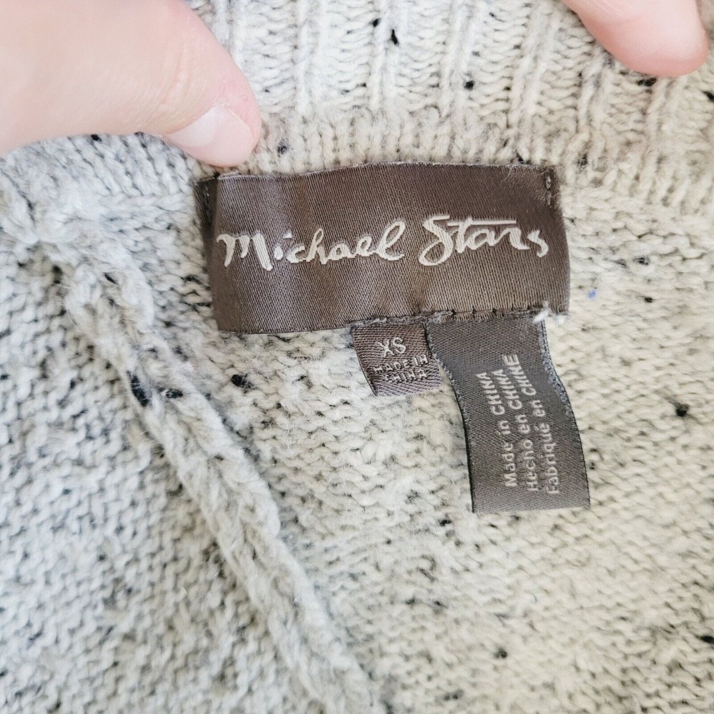 Anthro Michael Stars Wool Blend‎ Gray Speckled Fringe Hem Open Cardigan. Size XS - Picture 7 of 9